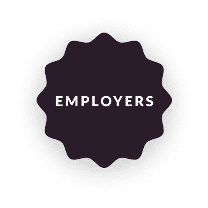 A dark purple badge with 'EMPLOYERS' text in white.