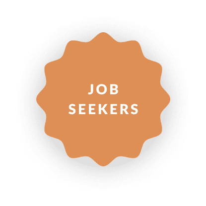 A badge icon labeled 'JOB SEEKERS' in white text on an orange background.