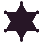 A black six-pointed sheriff badge icon.